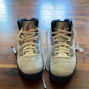 Nike Air Jordan’s grey, white, black and red.